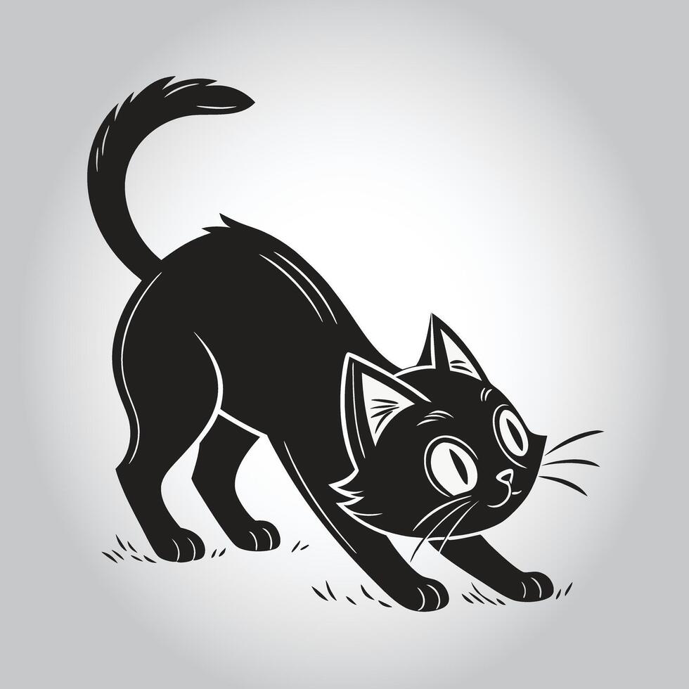 a black cat with a black tail that says quot the word quot vector