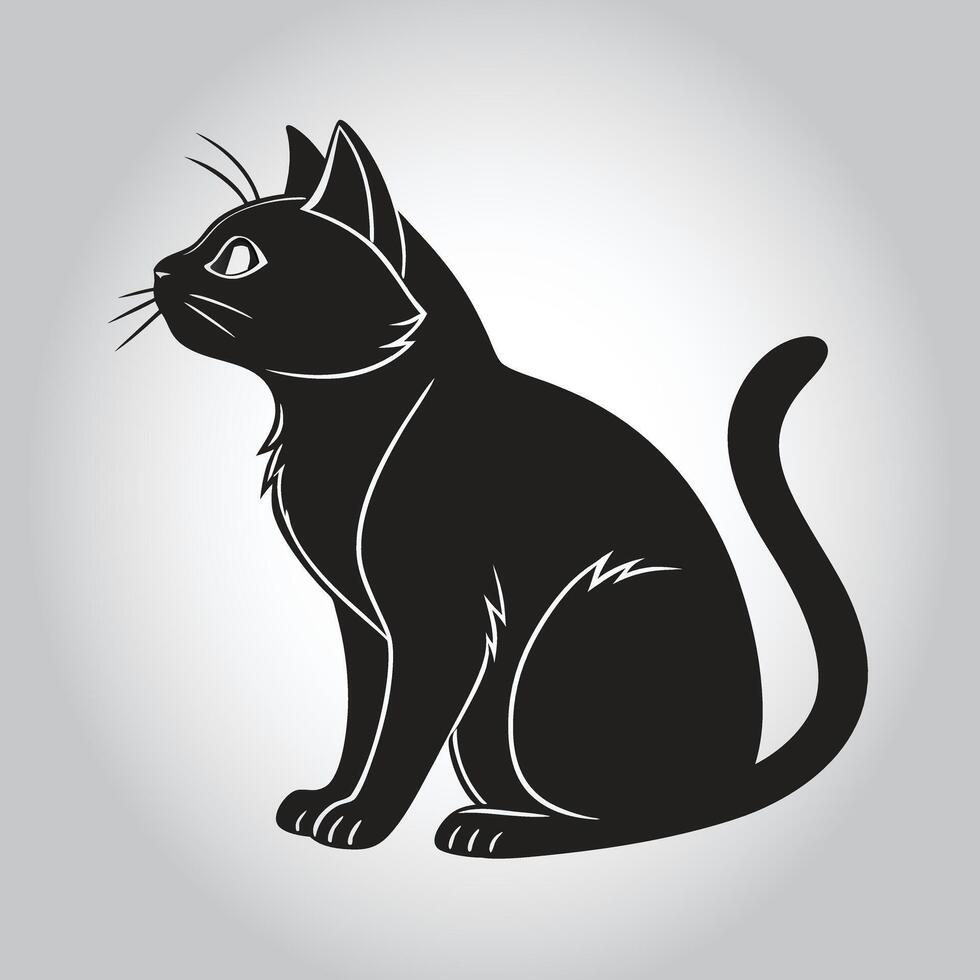 a black cat with a collar that says ' the name on it vector