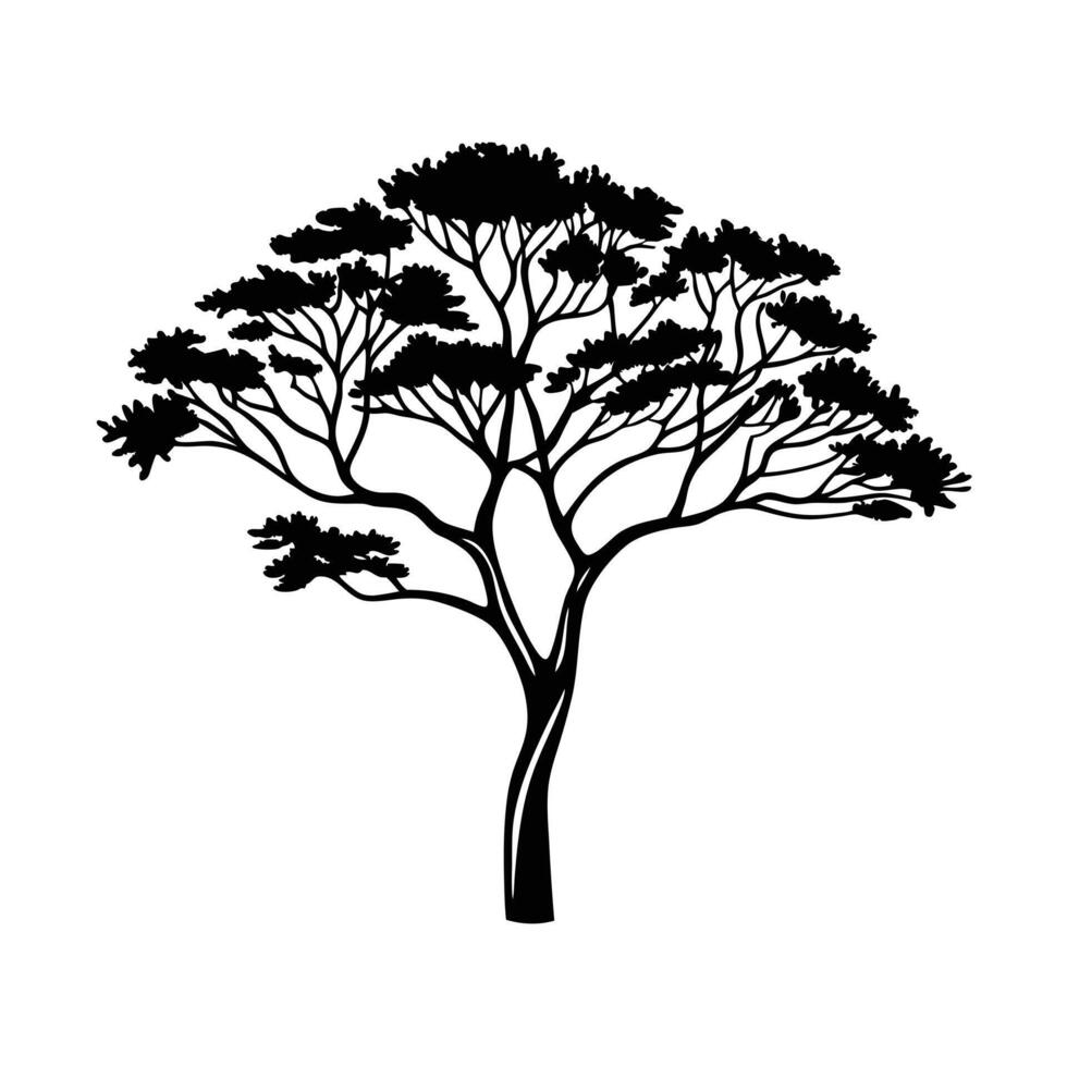 a drawing of a tree with birds on it vector
