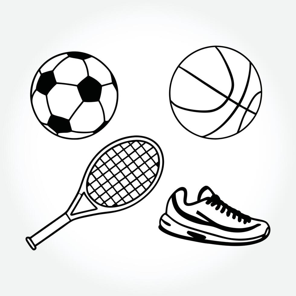 a drawing of a tennis racket and a ball with the letter s on it vector