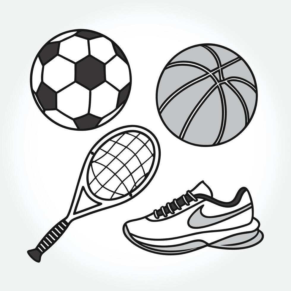 a black and white drawing of a soccer ball and a soccer ball. vector