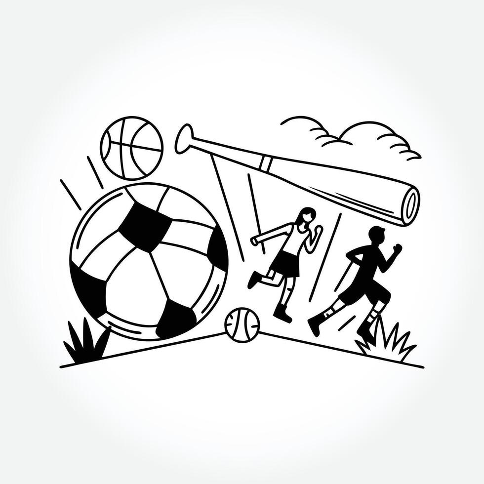 a drawing of a soccer player with a soccer ball and a soccer ball. vector