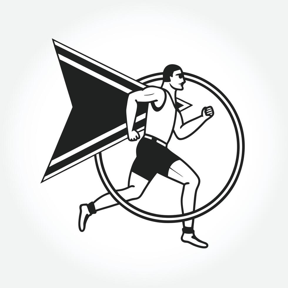 a drawing of a man with an arrow in his hand vector