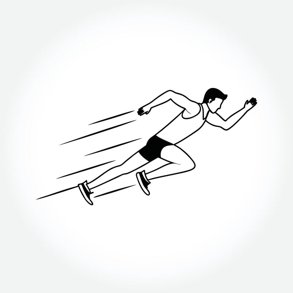 a drawing of a person running in the air with a white background. vector