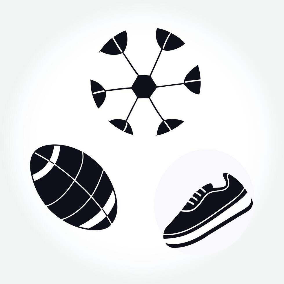 a white background with a black and white image of shoes and a black and white circle. vector