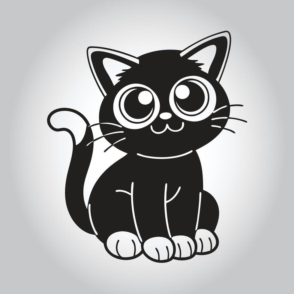 a black cat with a white collar and a black cat on it vector