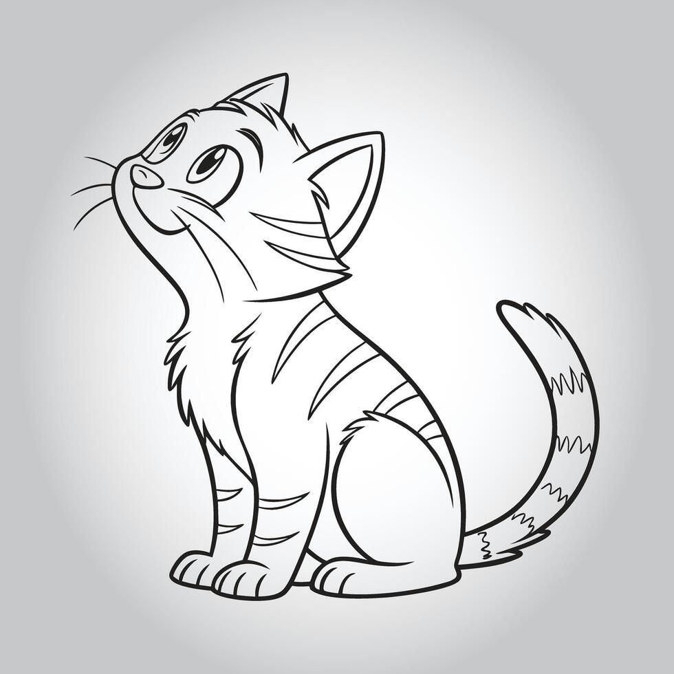 a drawing of a cat with a tail that says quot the name quot vector