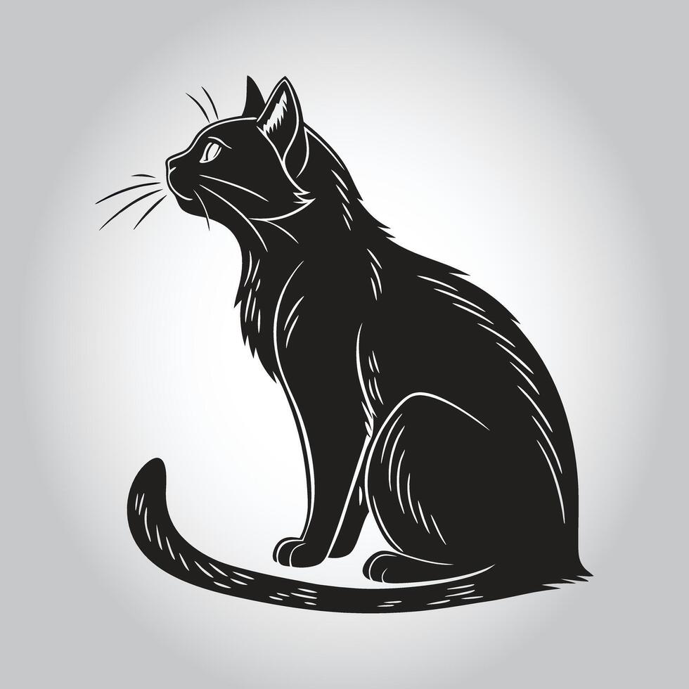 a black cat with a white background that says ' a ' whiskers ' vector