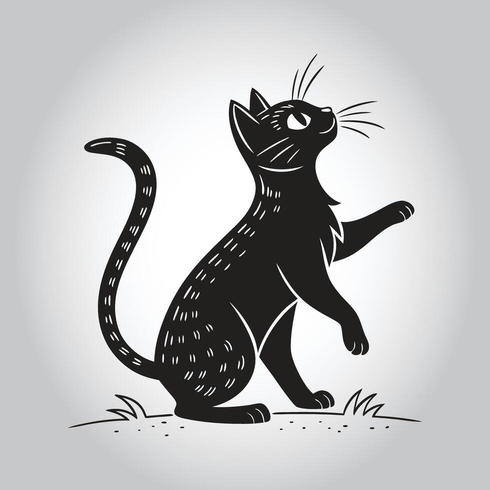 a black cat with a white background that says quot the word quot on it vector