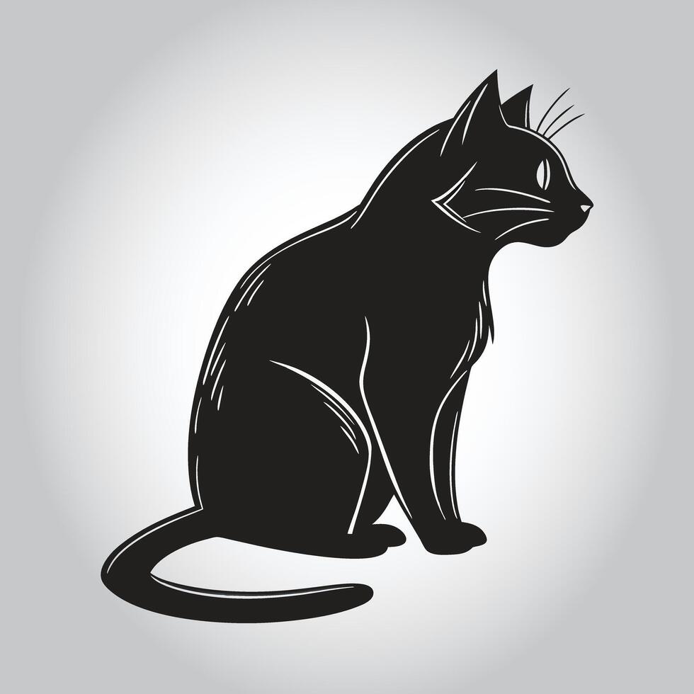 a black cat with a white background that says quot a black cat quot vector