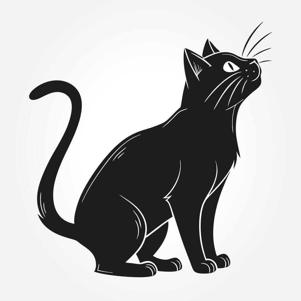 a black cat with a white background that says quot the word quot vector