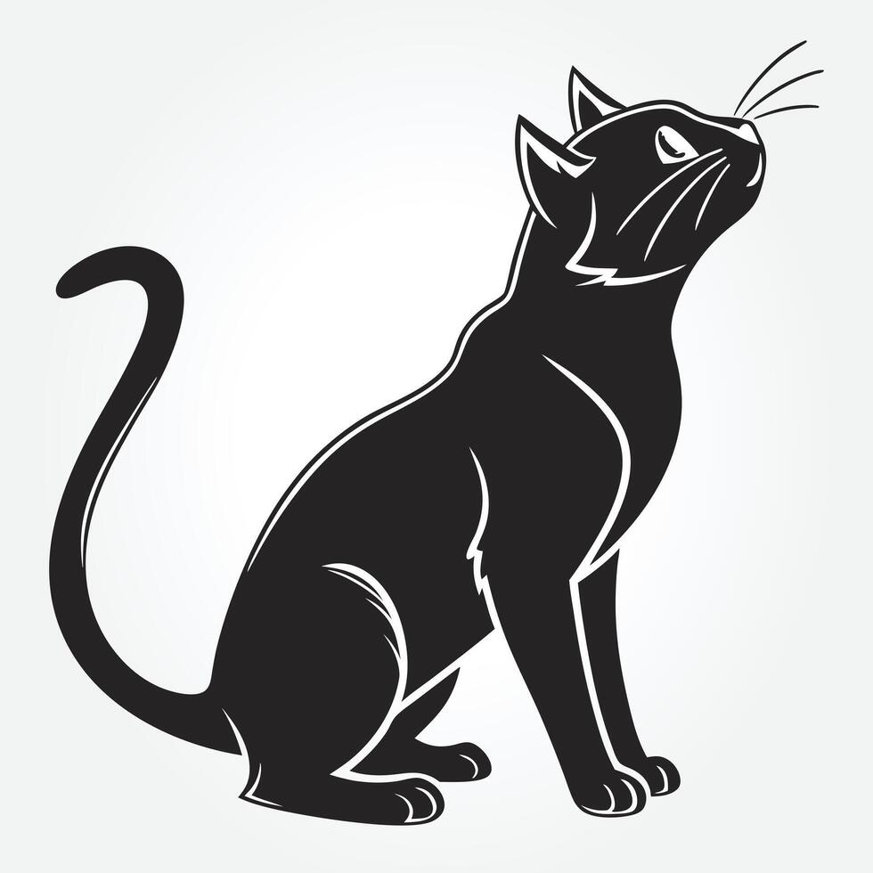 a black cat with a white background that says quot the word quot vector