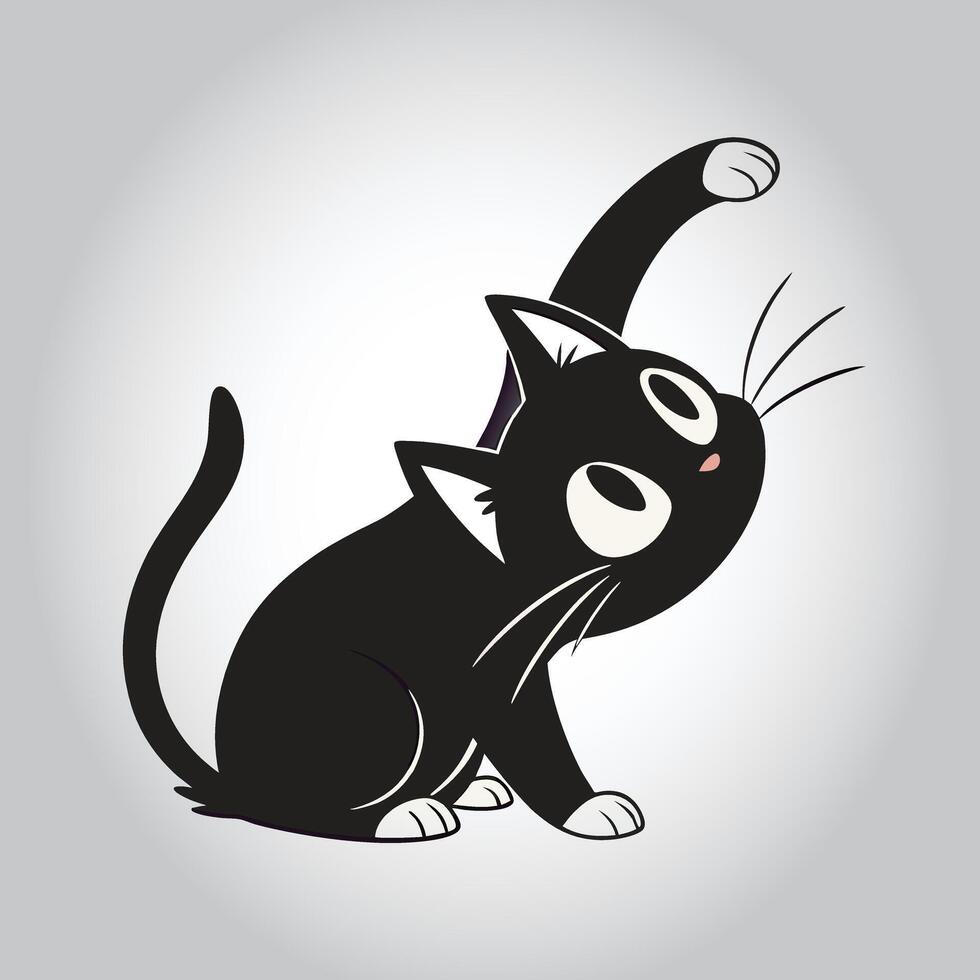 a black cat with a white face and a black cat on the front vector