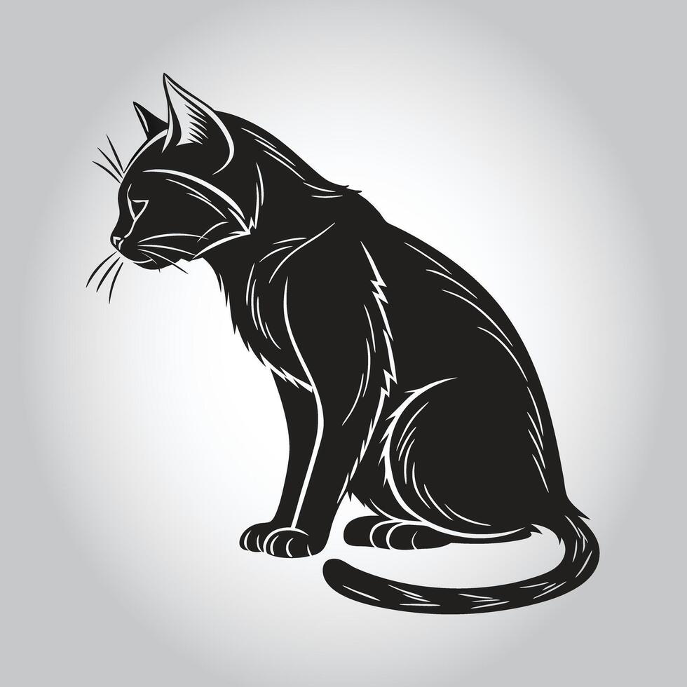 a black cat with a white background that says ' a black cat ' vector