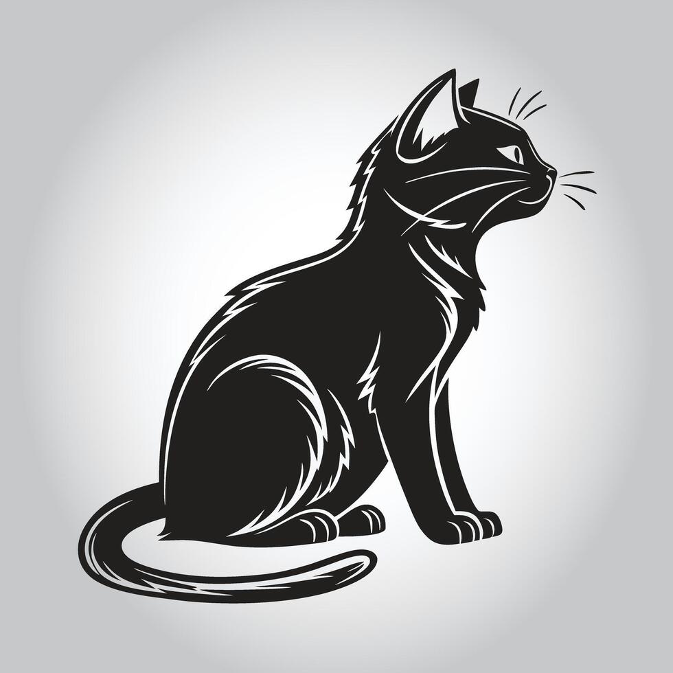 a black cat with the word quot cat quot on it vector