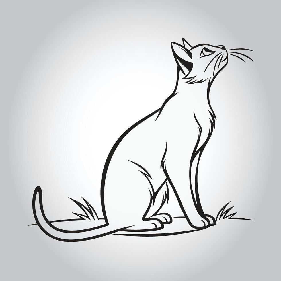 a drawing of a cat with the word cat on it vector