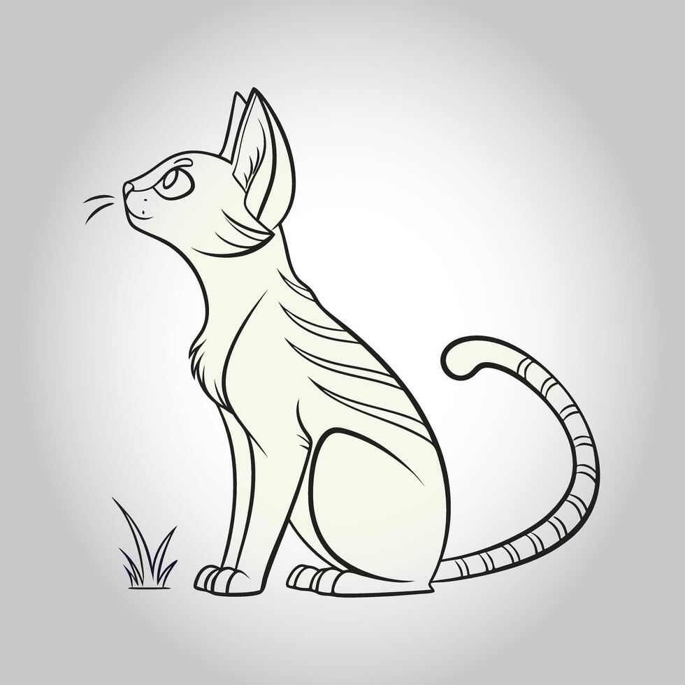 a drawing of a cat with a tail that says quot the name quot vector