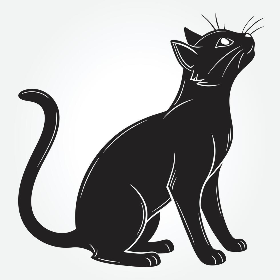 a black cat with a white background that says the word vector