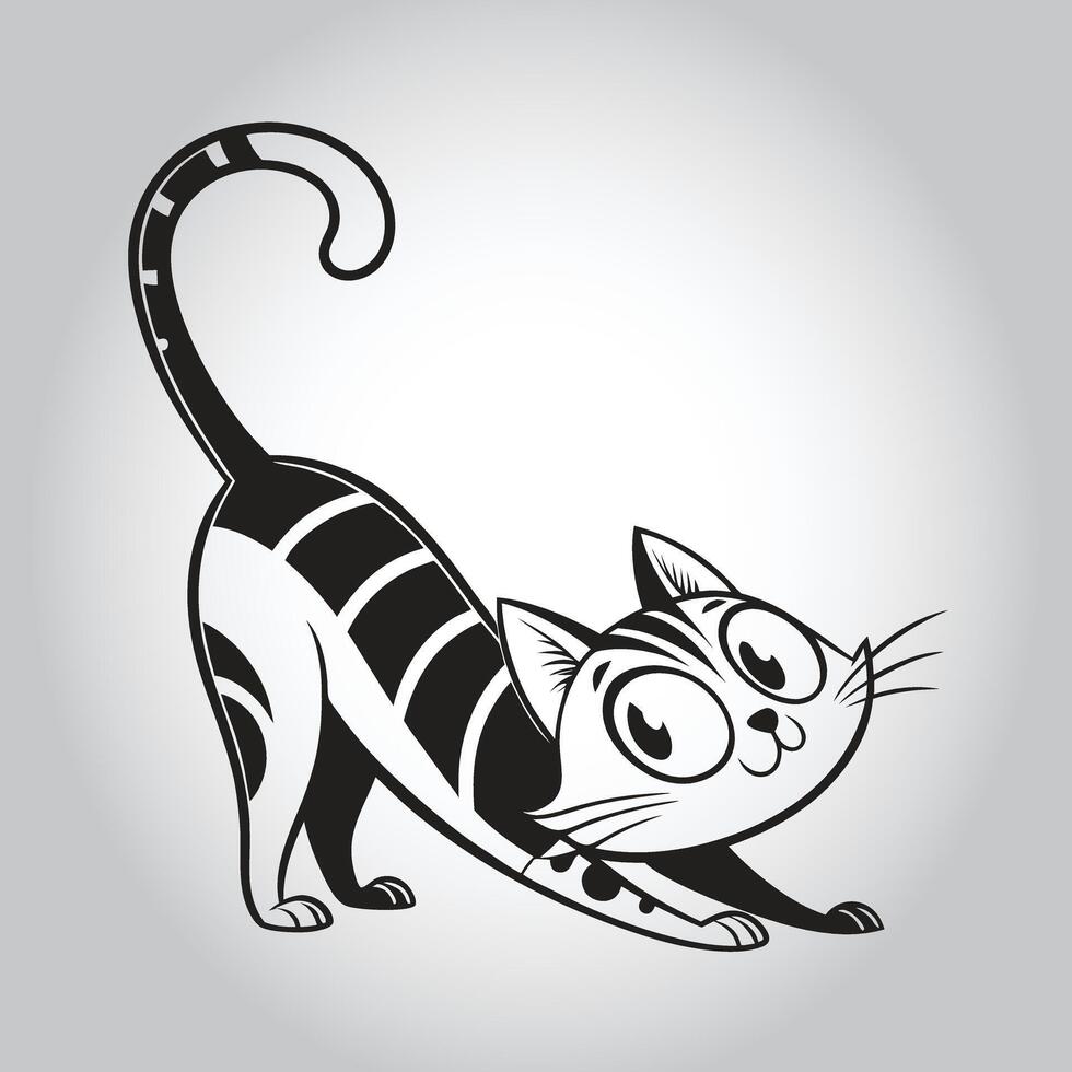 a drawing of a cat with a black and white face vector