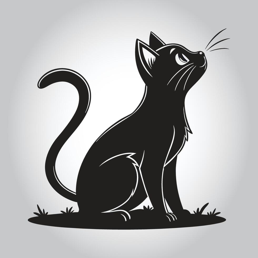 a black cat with a black tail and the word quot the word quot on it vector