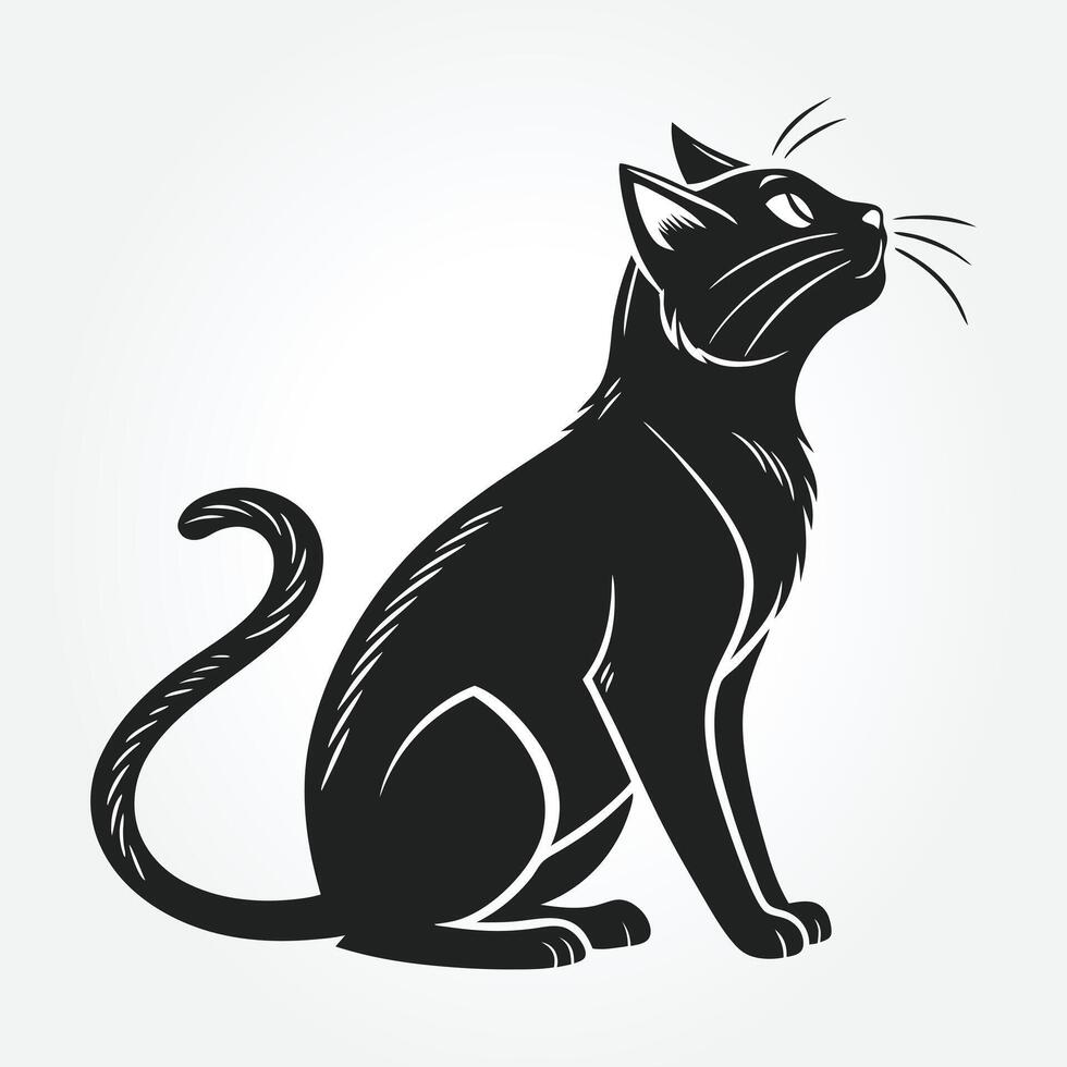 a black cat with a black tail that says quot the word quot vector