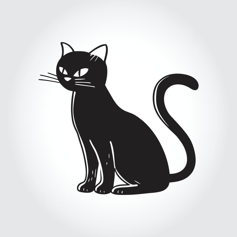 a black cat with a black tail that says quot a quot on it vector