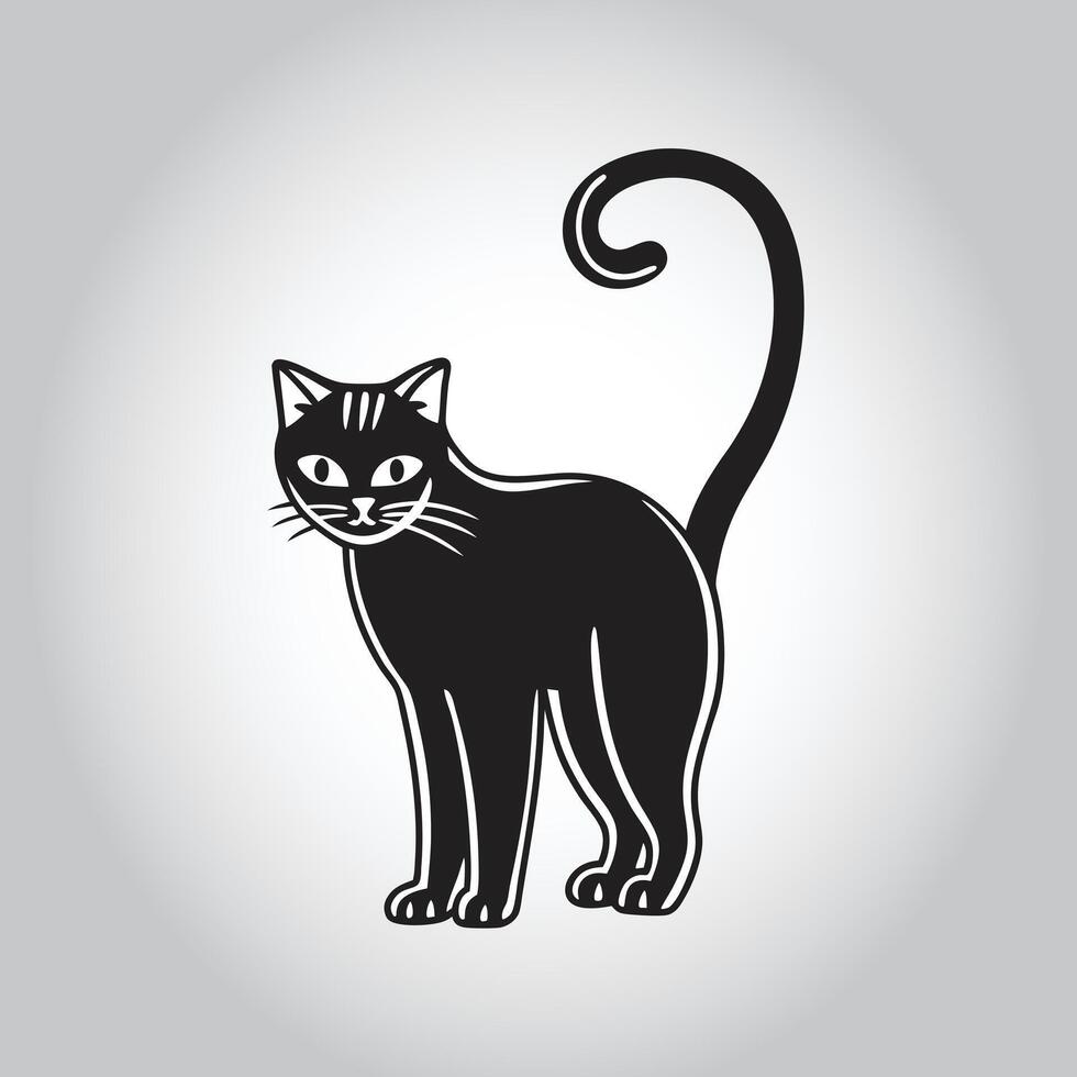 a black cat with a long tail that says quot the word quot vector