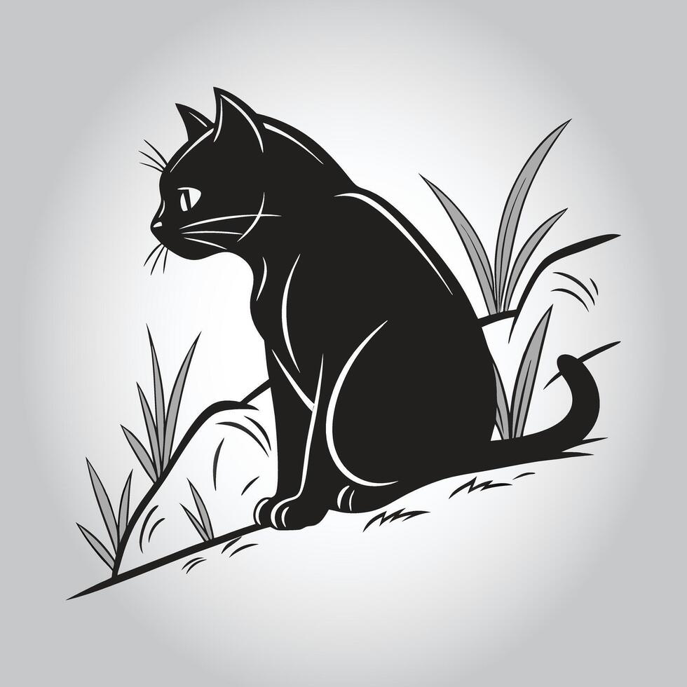 a black cat with a white background that says quot a quot on it vector