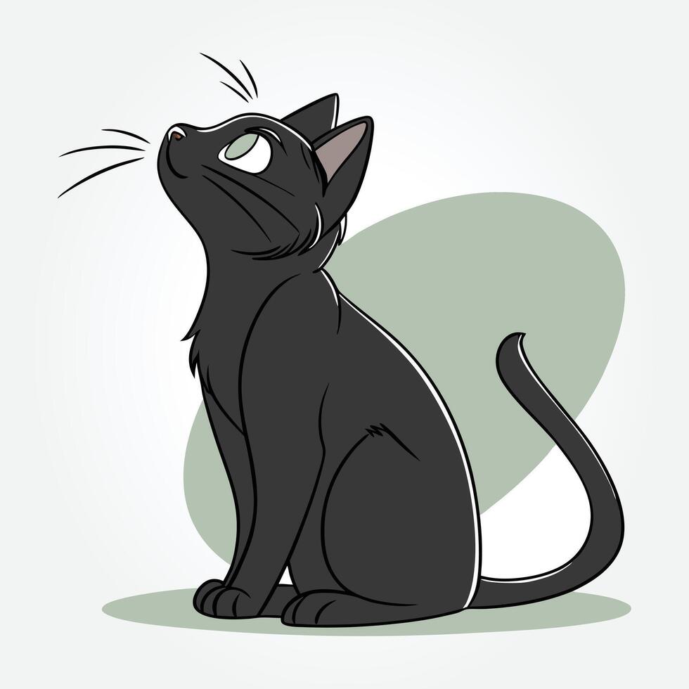 a black cat with a green background that says the word vector