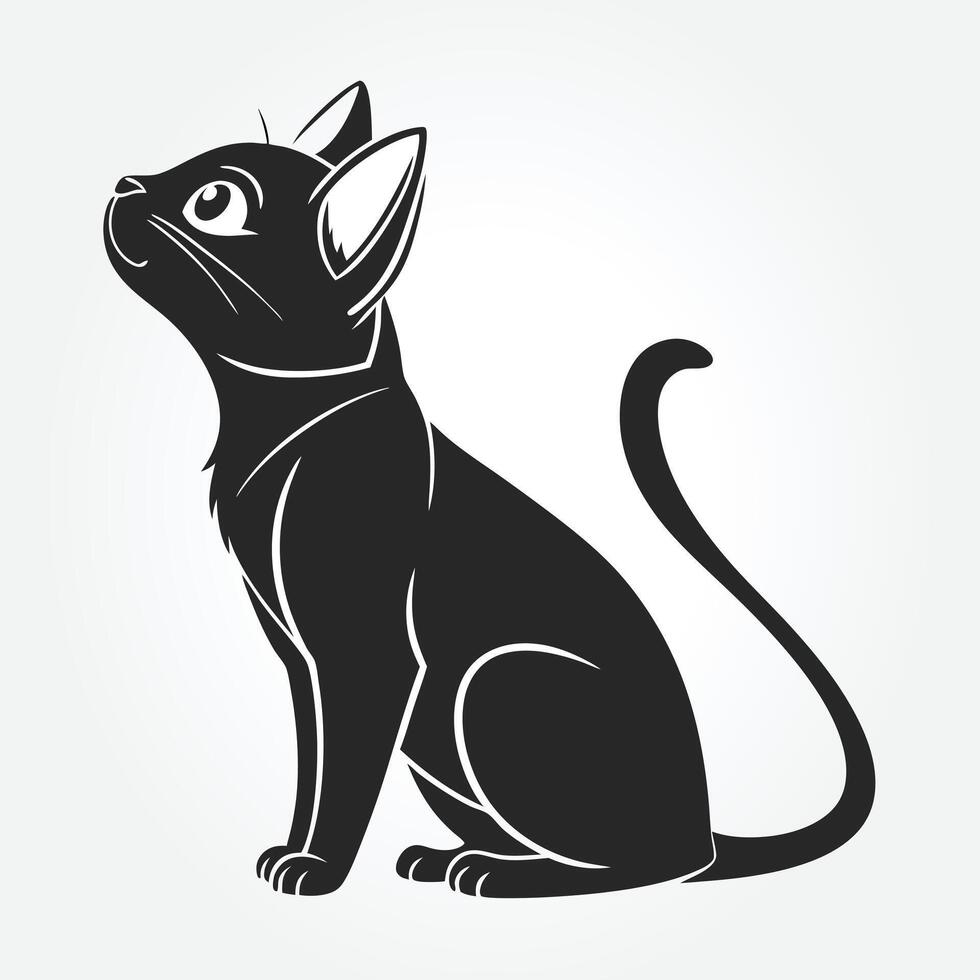 a black cat with a black tail and the word quot the quot eye quot on it vector
