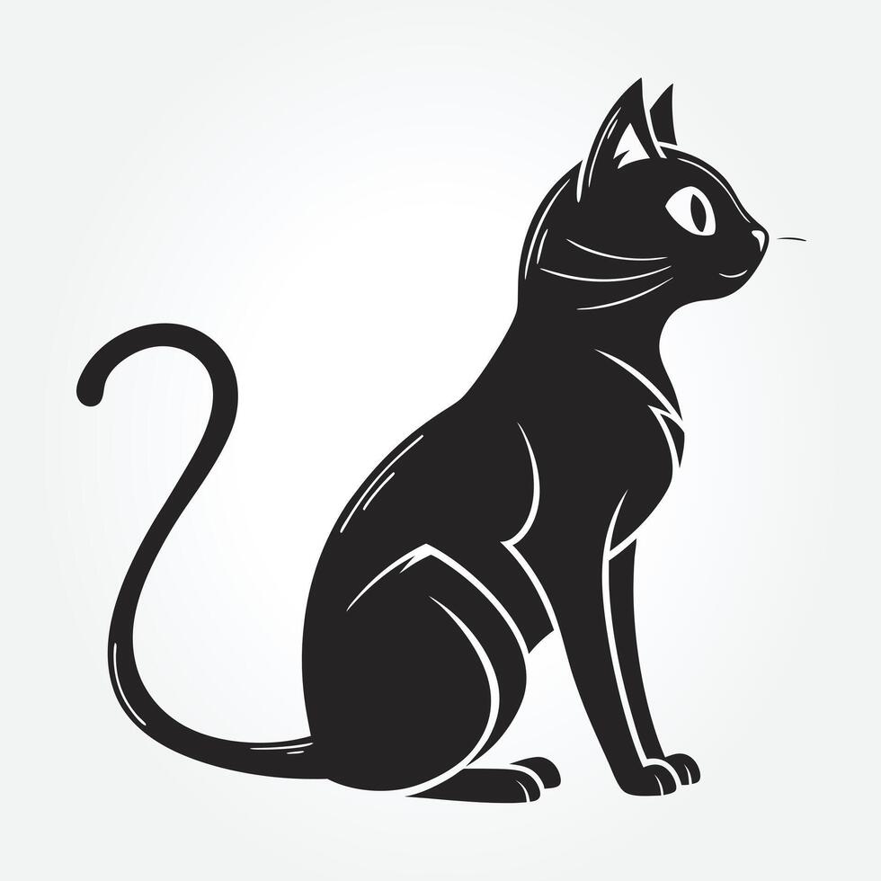 a black cat with a black tail that says quot the cat quot vector