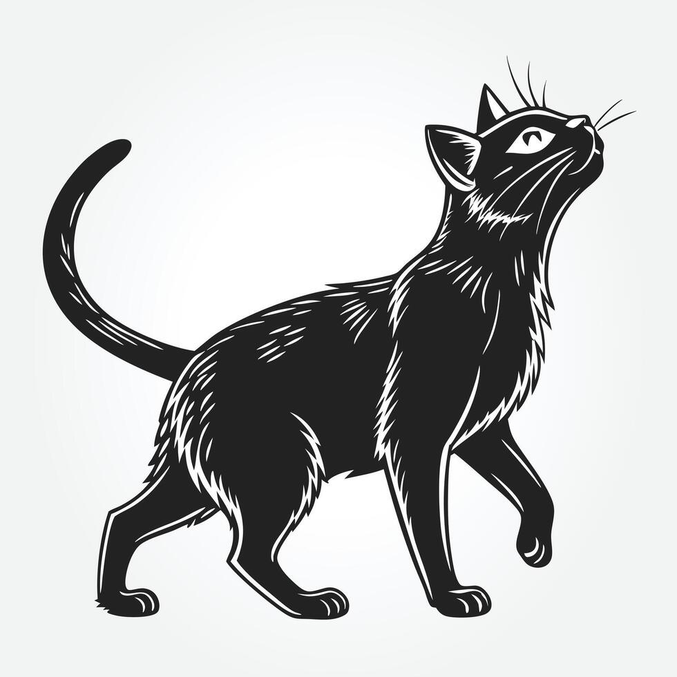 a black cat with a black tail and a black cat on it vector