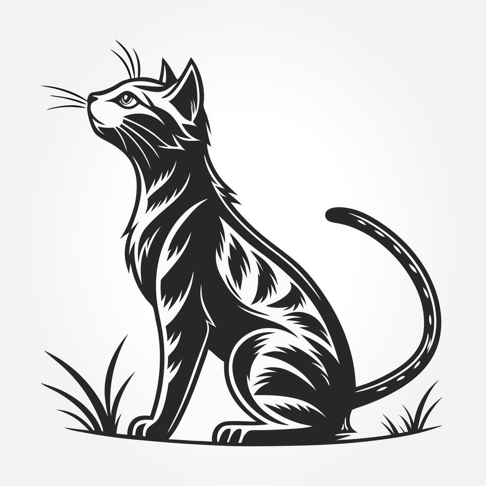a black cat with a black tail and the word quot the word quot on it vector