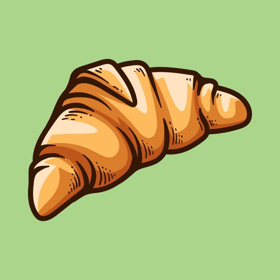 classic style croissant isolated colored drawing line art style sketch vintage design illustration vector