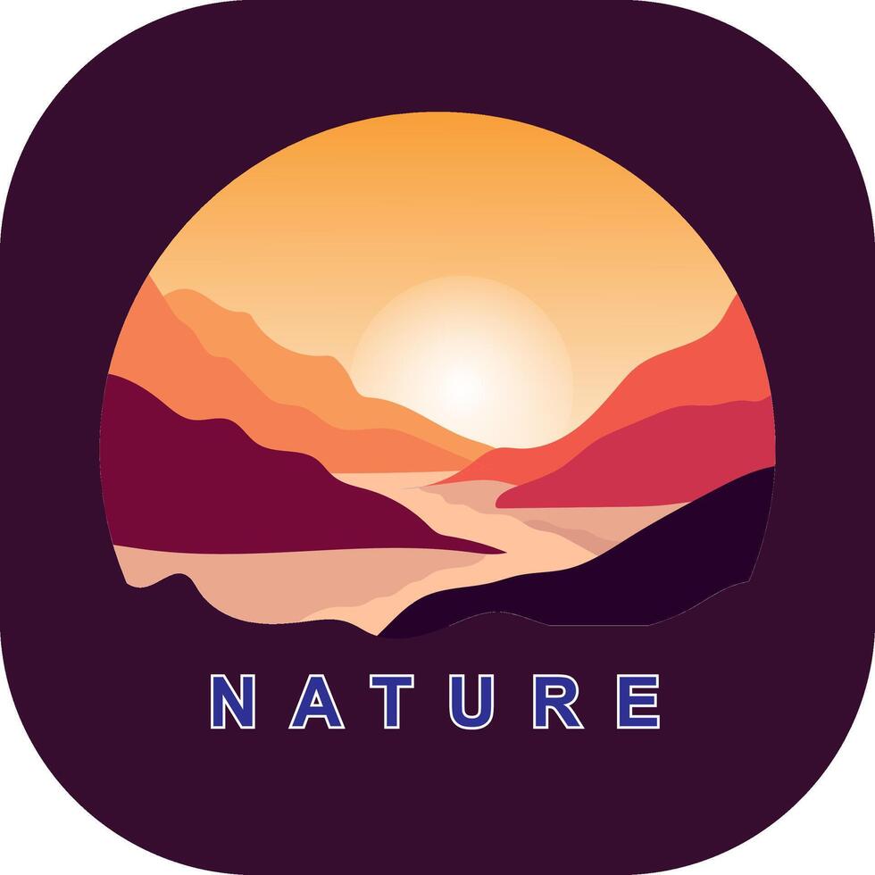 landscape scenery gradient logo icon sticker vector