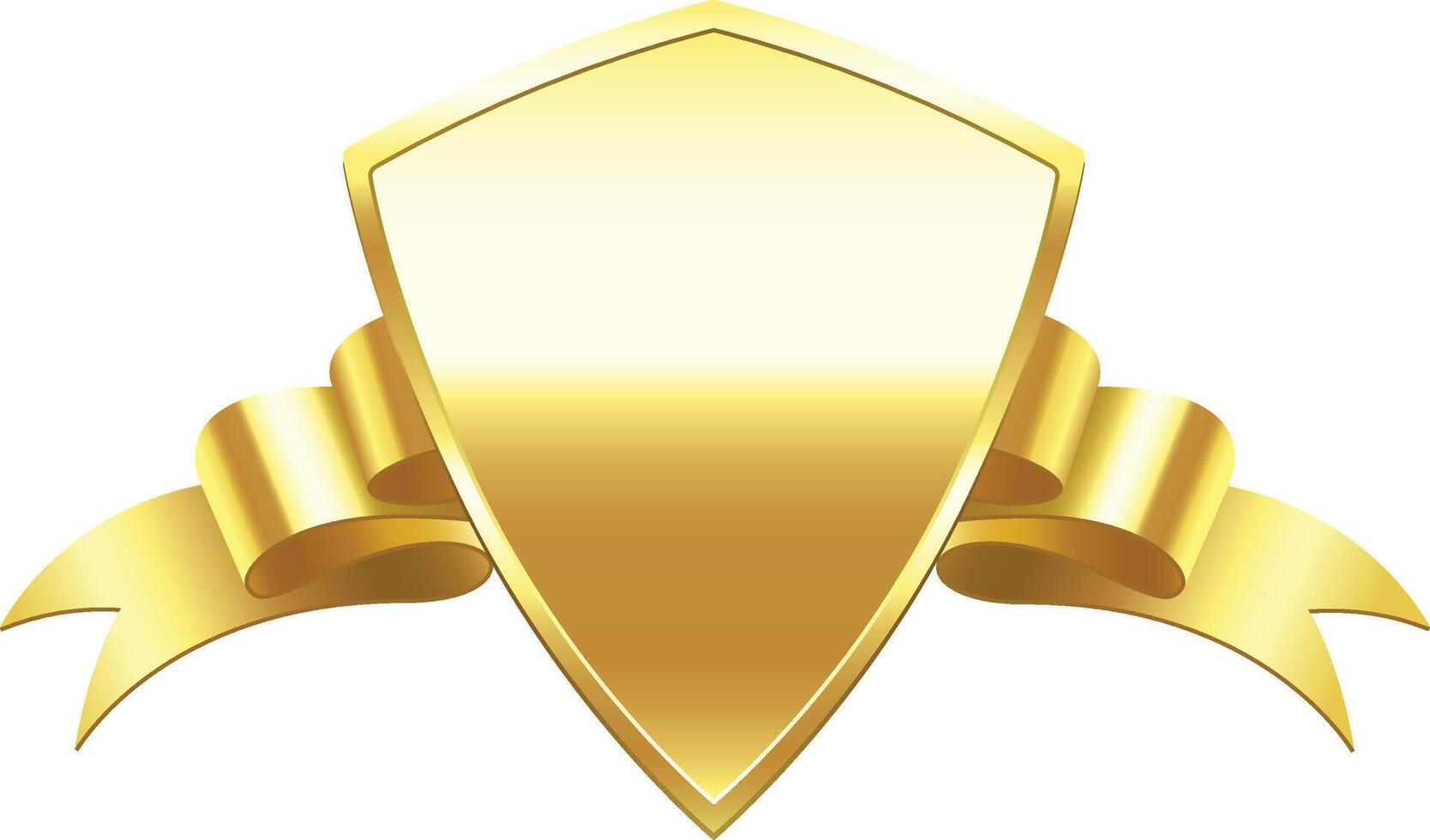 Golden shield with a ribbon wrapping around it, conveying concepts of security, prestige, award, recognition, and achievement, suitable for various design purposes vector