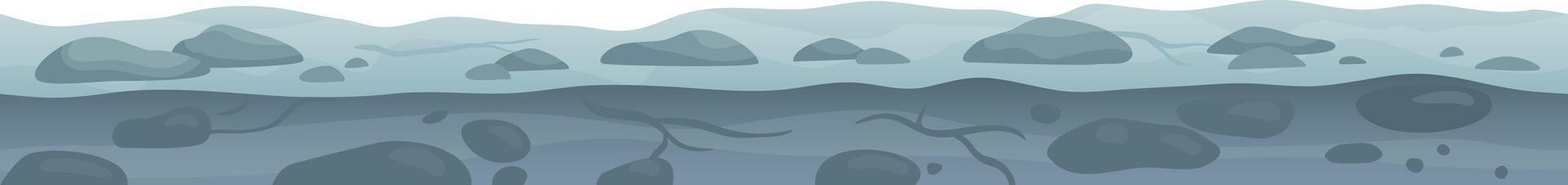 Underwater seabed with rocks and mountains in the background creating a serene and mysterious atmosphere, perfect for any project related to nature, oceans, or underwater exploration vector