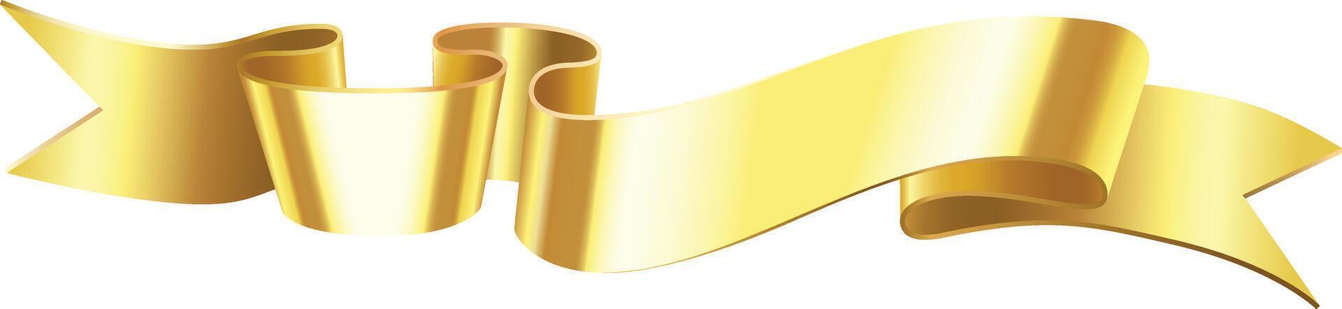 Golden waving ribbon creating an elegant decorative banner, perfect for celebrations, awards, or announcements, enhancing any occasion with a touch of luxury and prestige vector