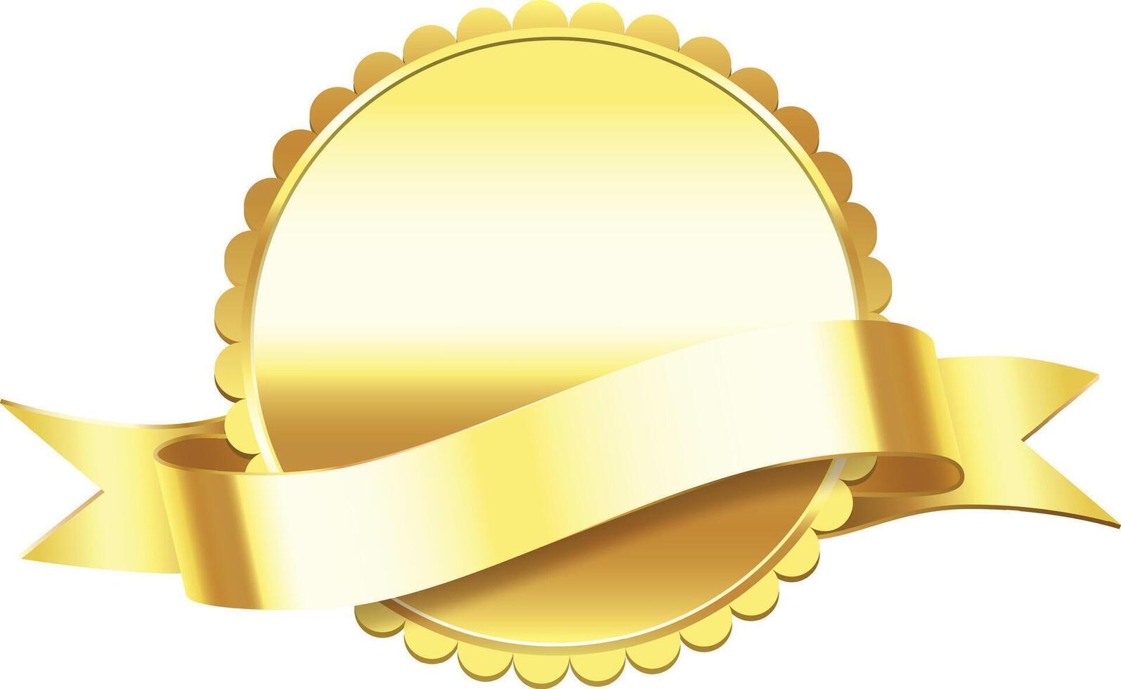 Golden seal featuring a ribbon, representing premium quality, achievement, and success. Symbolizing awards and guarantees, this elegant design conveys victory and excellence vector