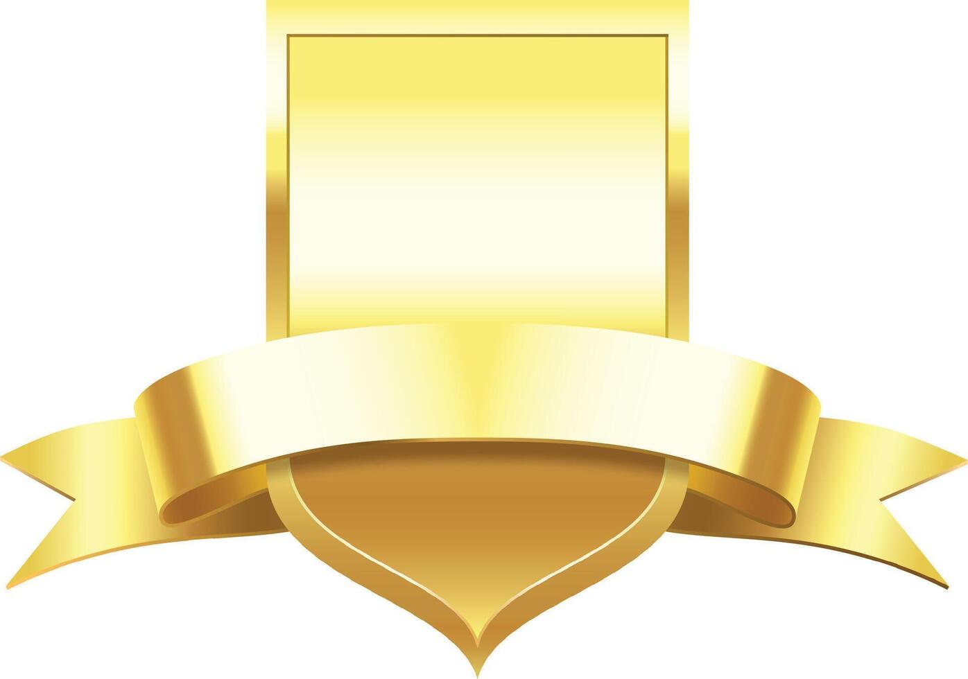 Golden shield and ribbon wrapping around, creating a luxurious and elegant design, perfect for representing quality, prestige, or award winning achievements vector