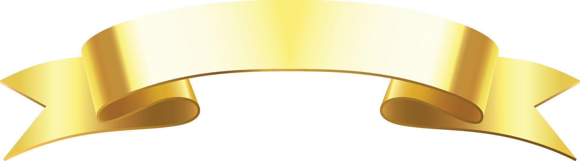 Horizontal golden ribbon banner gracefully waving and creating ample copy space against a crisp white background, ideal for various celebratory and festive designs vector