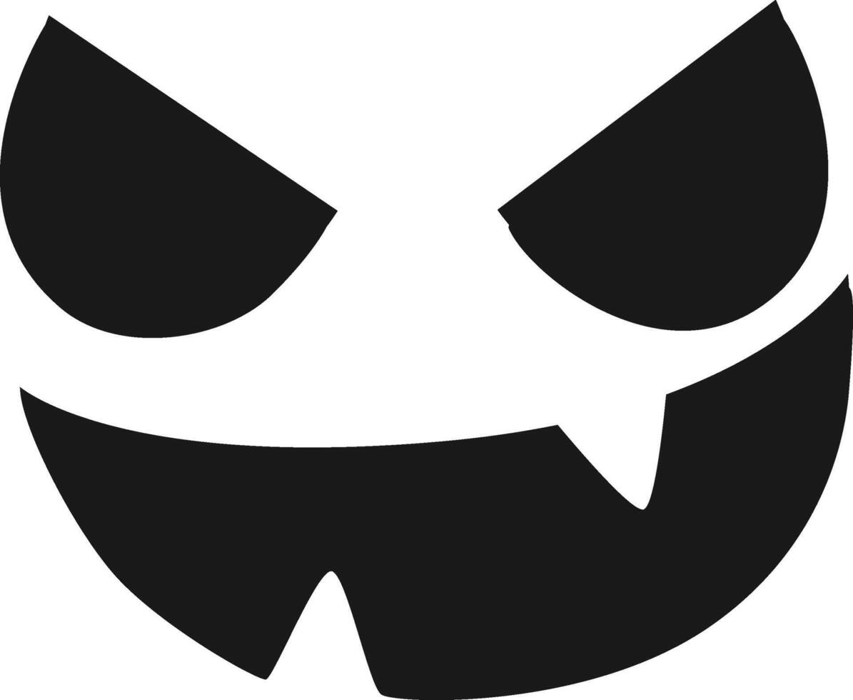 Minimal halloween pumpkin carving stencil representing a spooky face with sharp teeth, perfect for creating a scary atmosphere during the holiday season vector