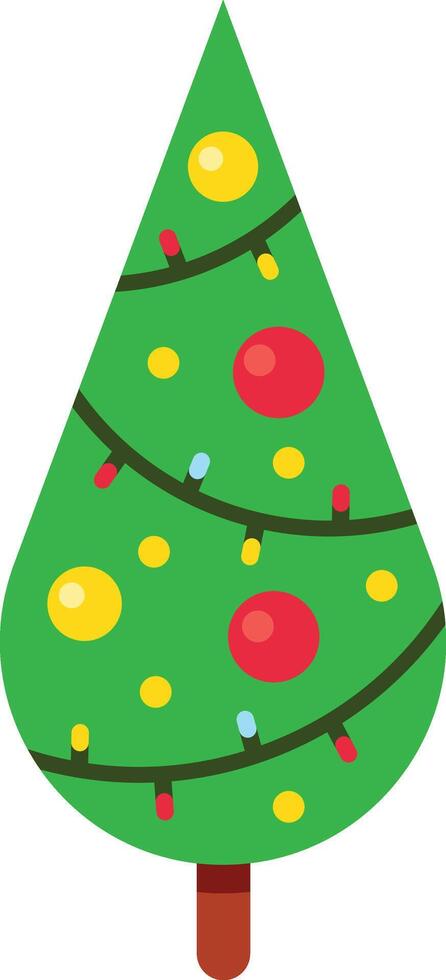 Stylized Christmas tree with colorful ornaments and string lights evoking the festive atmosphere of Christmas time, perfect for holiday projects vector