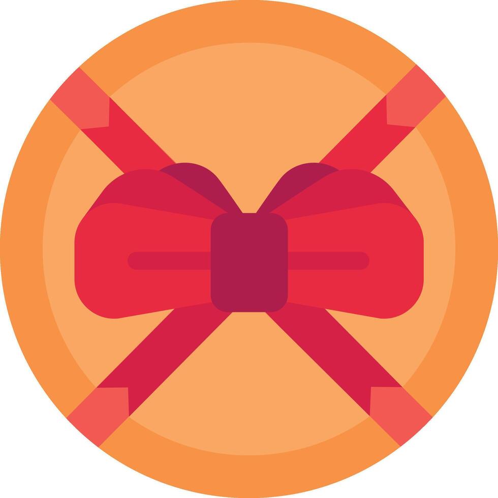 Round gift box wrapped in orange paper with a red ribbon and bow viewed from above, perfect for representing gifts, presents, celebrations, birthdays, holidays, or special occasions vector