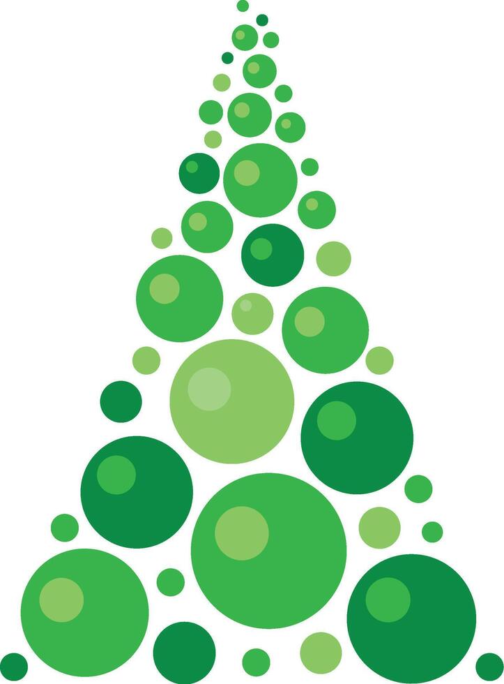Green christmas tree crafted from bubbles in various sizes and shades of green, forming a festive and modern decoration perfect for celebrating the holiday season vector