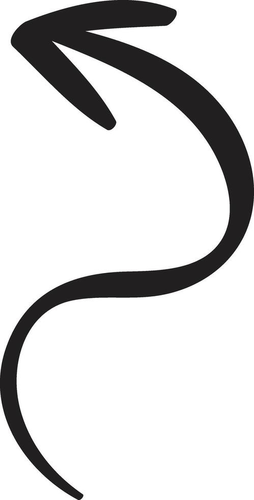 Simple black arrow pointing left and curving downwards, featuring a clean and modern design. Isolated illustration set against a white background, ideal for navigation concepts vector