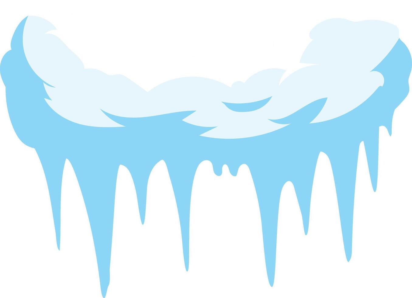 Snowdrift adorned with hanging icicles, melting gently under warm sunlight, creating a captivating winter wonderland scene against a pristine white background vector