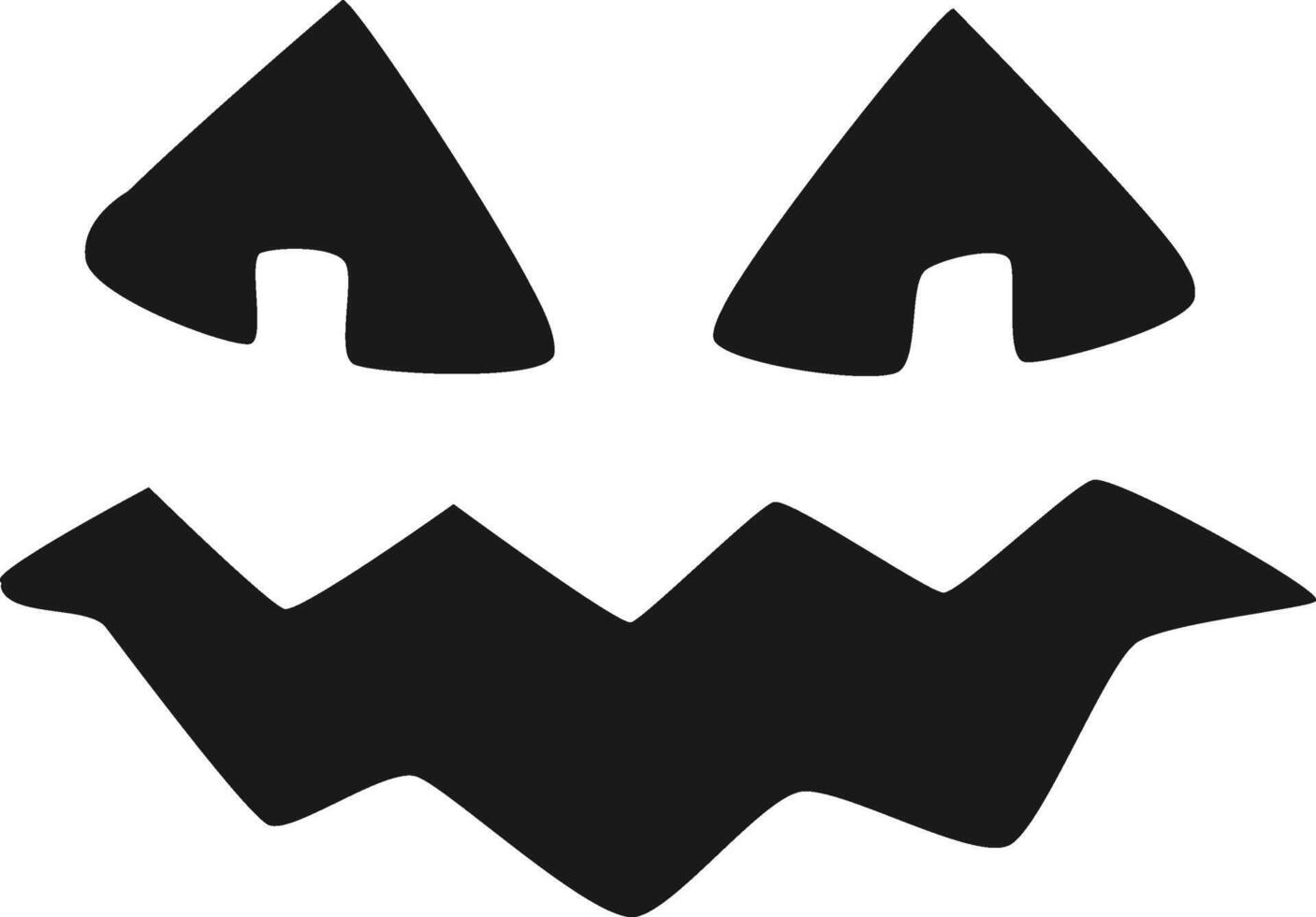 Simple, black and white illustration of a carved pumpkin face, perfect for Halloween decorations, greeting cards, or party invitations, evoking a spooky and festive atmosphere vector