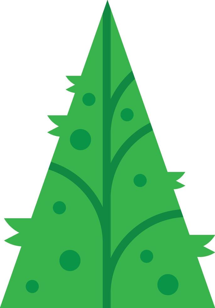 Simple christmas tree illustration with green branches and round ornaments is standing up on a white background, perfect for holiday projects vector