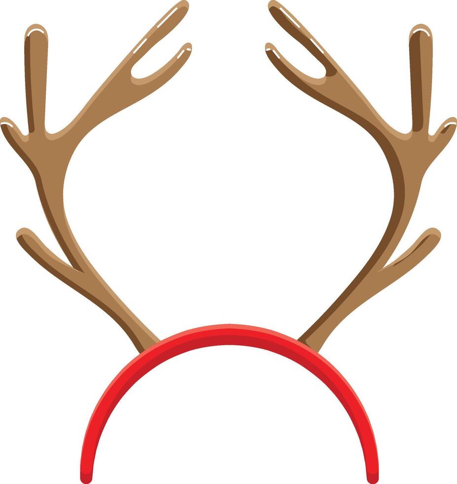 Reindeer antlers headband with brown antlers and red headband isolated on white background is perfect for christmas celebrations and winter holidays parties vector